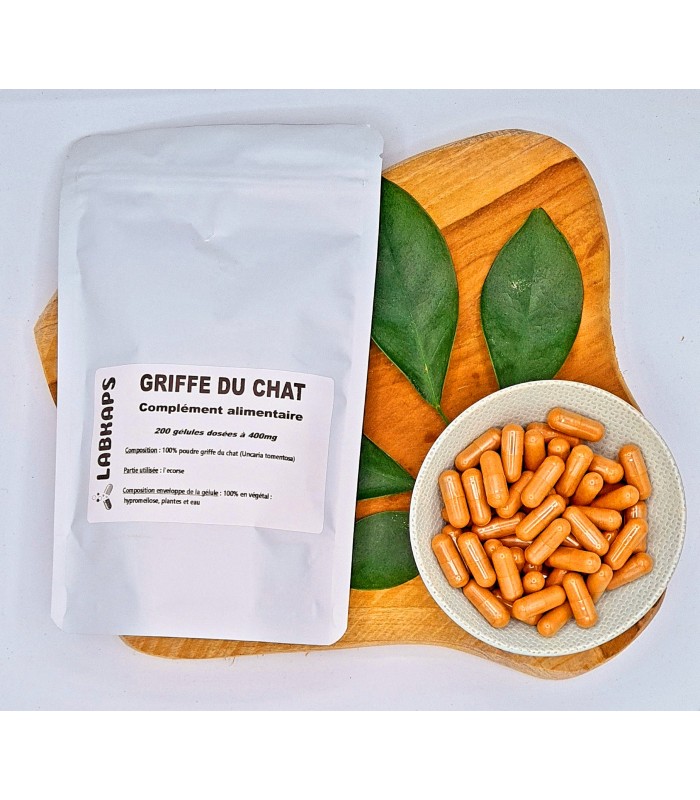 GRIFFE DU CHAT 200 gélules dosées à 500 mg enveloppe 100% végétale