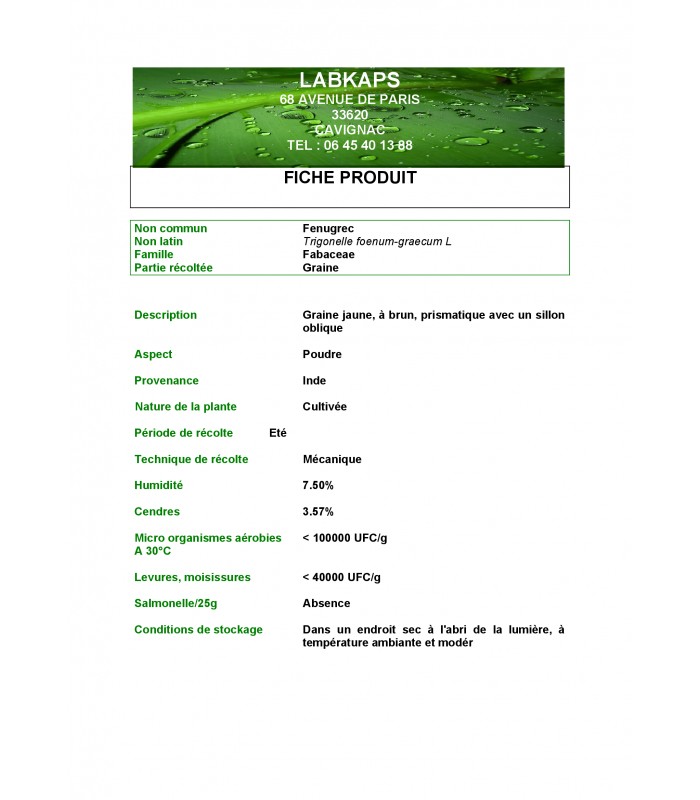 FENUGREC POUDRE – 250 G